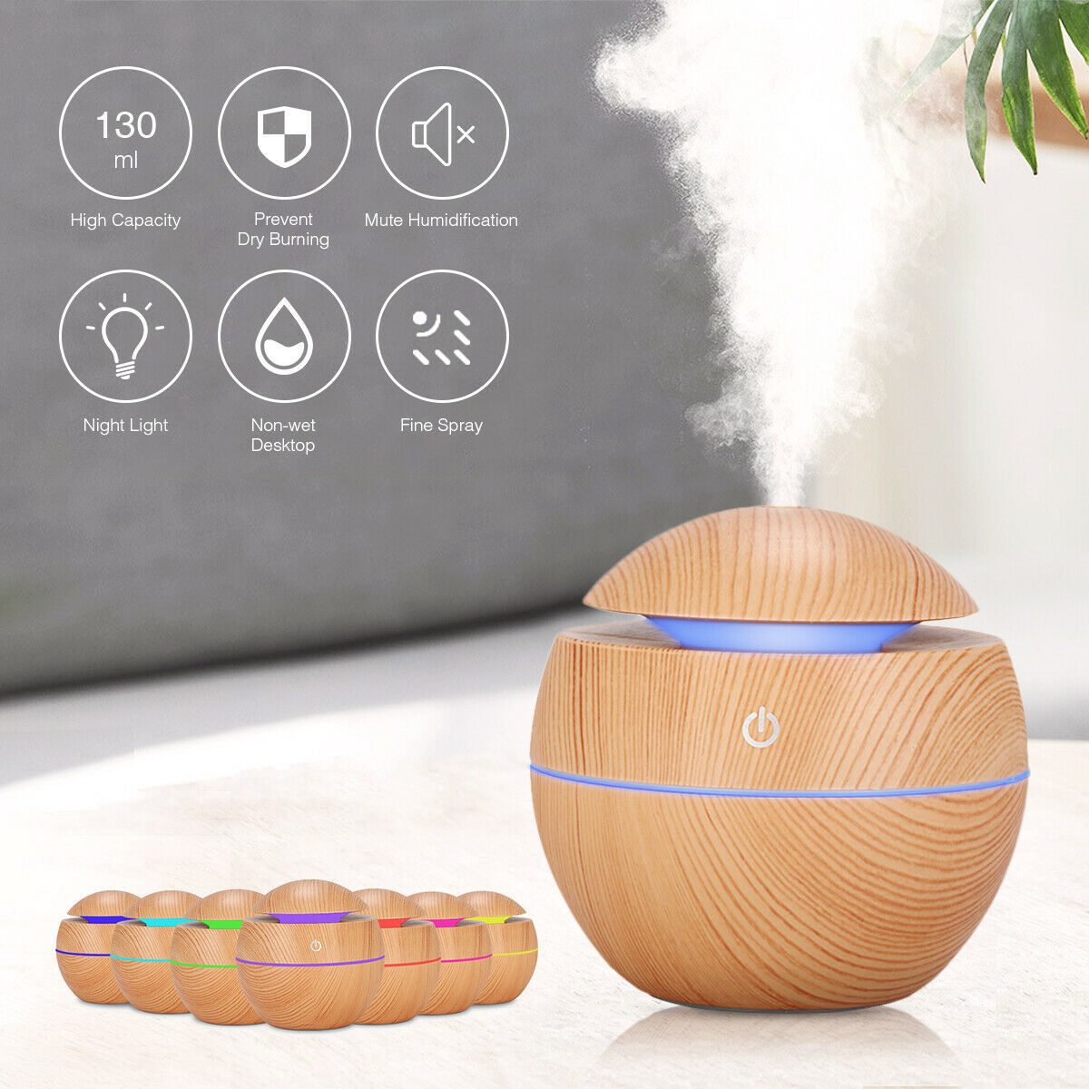 USB Aroma Humidifier ESSential Oil Diffuser Ultrasonic Cool Mist Humidifier Air Humificador With 7 Color Change Air Humidifier Aroma Diffuser Essential Oil Humidifier Mist Maker Aromatherapy Wood