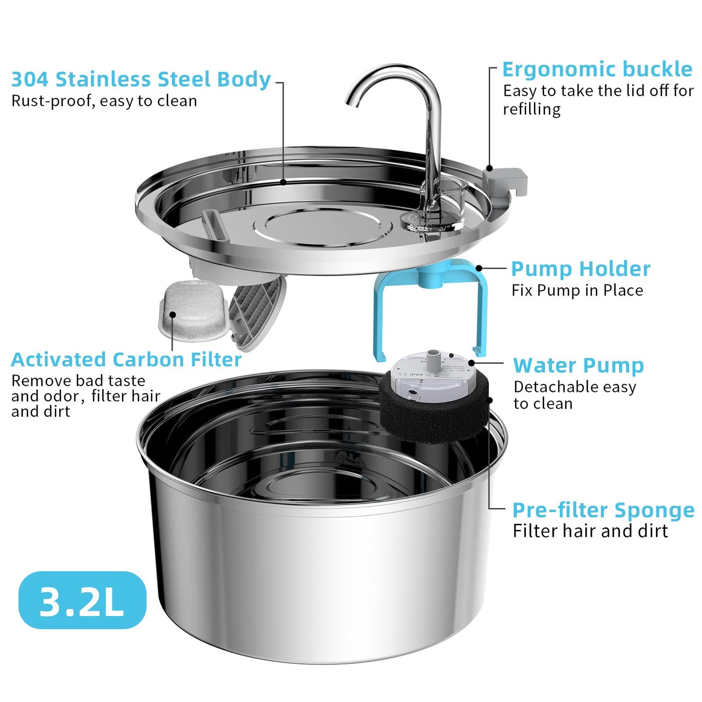 1)A Stainless Steel Water Dispenser Automatic Fountain