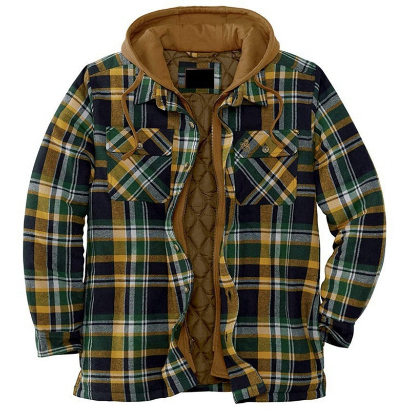 1)Thickened Cotton Padded Plaid Long Sleeve Loose Hooded Jacket(if you wear 2xl you can take 3xl)