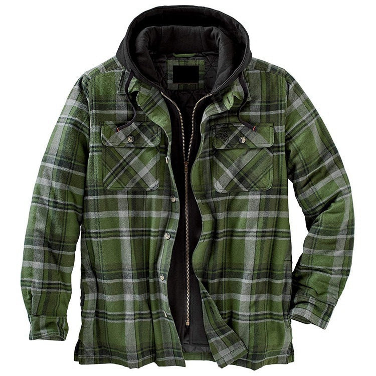 1)Thickened Cotton Padded Plaid Long Sleeve Loose Hooded Jacket(if you wear 2xl you can take 3xl)