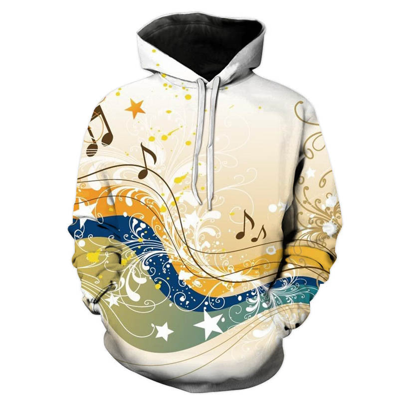 Factory Outlet Cross-border Amazon 3D Digital Printing Guitar Pattern Sweatshirt Men's Loose Hooded Pullover