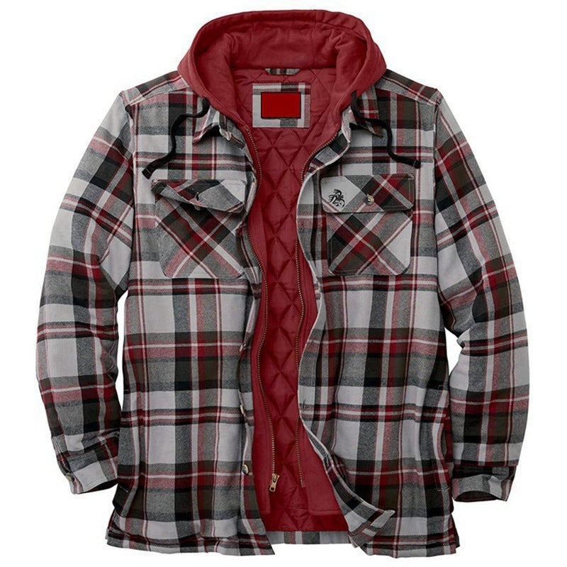 1)Thickened Cotton Padded Plaid Long Sleeve Loose Hooded Jacket(if you wear 2xl you can take 3xl)