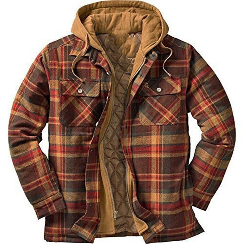 1)Thickened Cotton Padded Plaid Long Sleeve Loose Hooded Jacket(if you wear 2xl you can take 3xl)