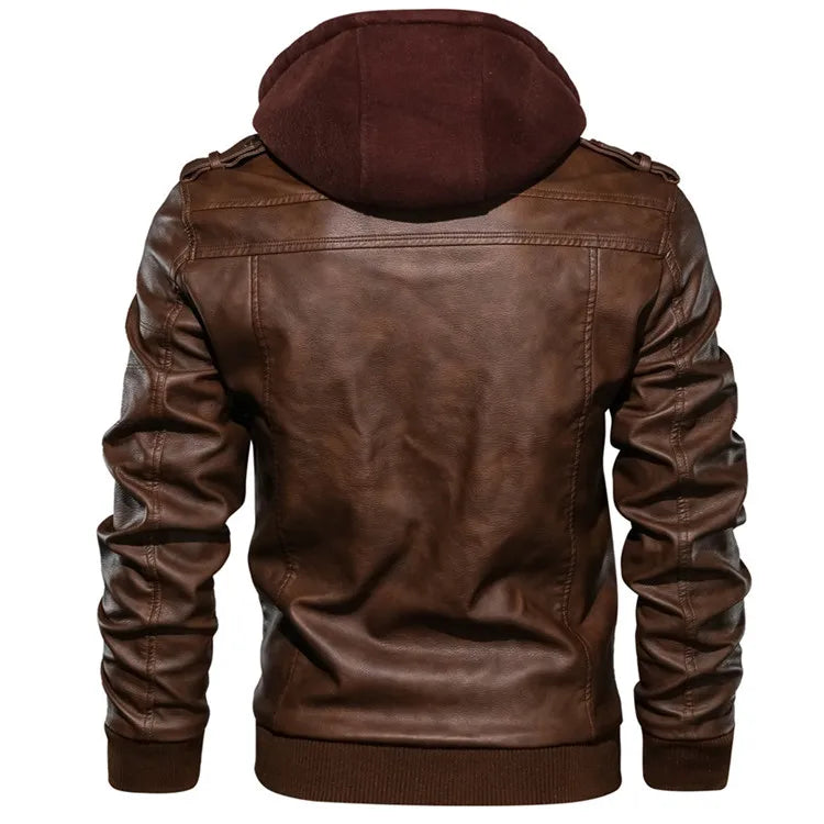 Chaqueta simil cuero con capucha