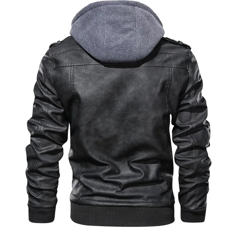Chaqueta simil cuero con capucha