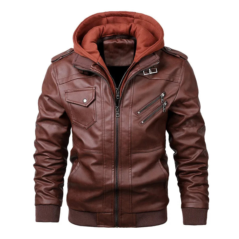 Chaqueta simil cuero con capucha