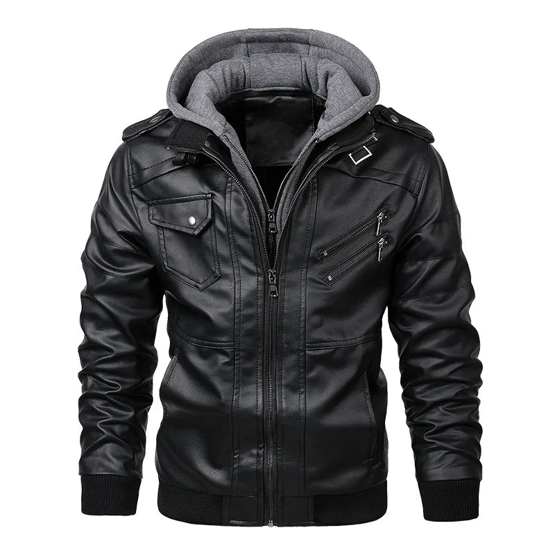 Chaqueta simil cuero con capucha