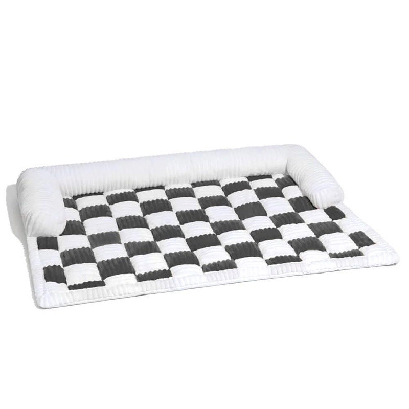 Chessboard Grid Thickened Warm Dog Bed